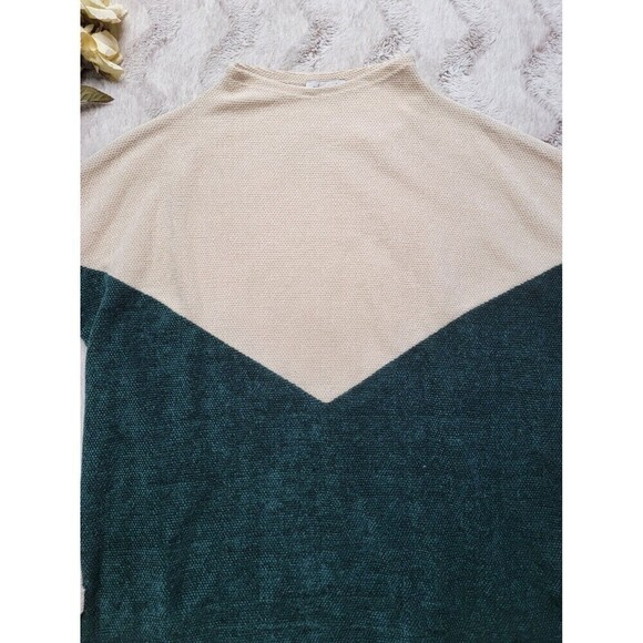 White Birch Cream Forest Green Long Sleeve Mock Neck Soft Sweater Size M - Picture 4 of 12